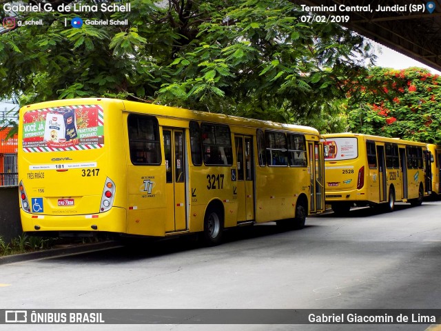 Auto Ônibus Três Irmãos 3217 na cidade de Jundiaí, São Paulo, Brasil, por Gabriel Giacomin de Lima. ID da foto: 6980552.