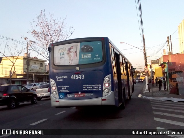 Radial Transporte Coletivo 41.543 na cidade de São Paulo, São Paulo, Brasil, por Rafael Lopes de Oliveira. ID da foto: 6981660.