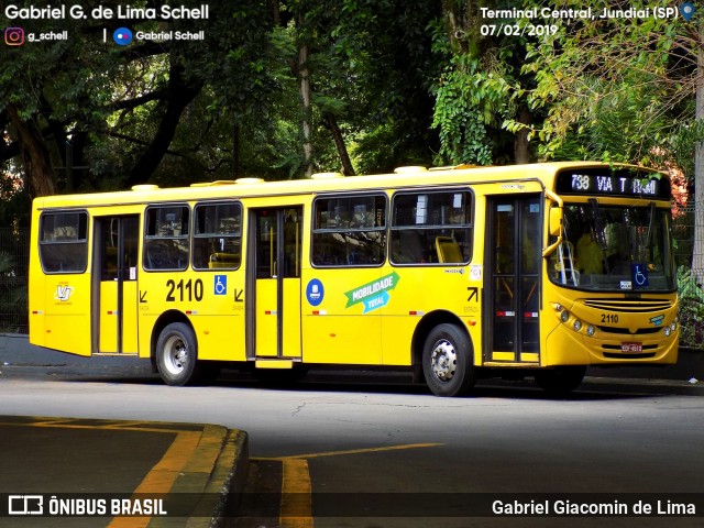 Viação Jundiaiense 2110 na cidade de Jundiaí, São Paulo, Brasil, por Gabriel Giacomin de Lima. ID da foto: 6983691.