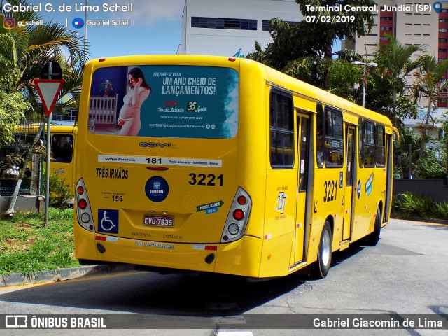 Auto Ônibus Três Irmãos 3221 na cidade de Jundiaí, São Paulo, Brasil, por Gabriel Giacomin de Lima. Número da foto: #6985942.