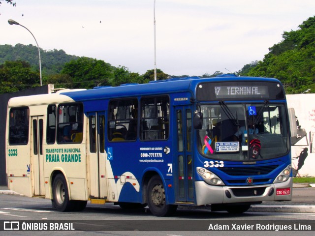 Viação Piracicabana Praia Grande 3333 na cidade de Praia Grande, São Paulo, Brasil, por Adam Xavier Rodrigues Lima. Número da foto: #6987020.