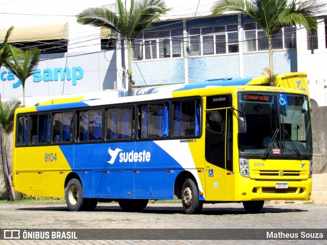 Viação Sudeste 8104 na cidade de Cachoeiro de Itapemirim, Espírito Santo, Brasil, por Matheus Souza. Número da foto: #6995204.