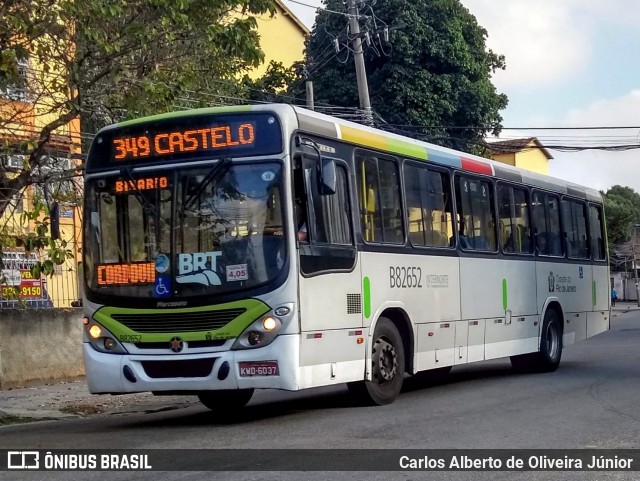 Transportes Estrela B82652 na cidade de Rio de Janeiro, Rio de Janeiro, Brasil, por Carlos Alberto de Oliveira Júnior. ID da foto: 6994462.