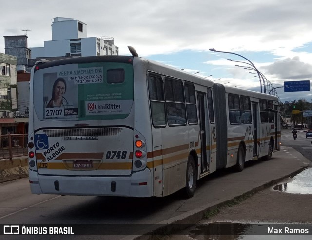 Companhia Carris Porto-Alegrense 0740 na cidade de Porto Alegre, Rio Grande do Sul, Brasil, por Max Ramos. ID da foto: 6993653.