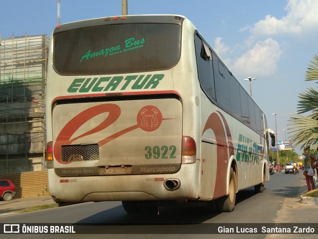 Eucatur - Empresa União Cascavel de Transportes e Turismo 3922 na cidade de Ji-Paraná, Rondônia, Brasil, por Gian Lucas  Santana Zardo. ID da foto: 6995623.