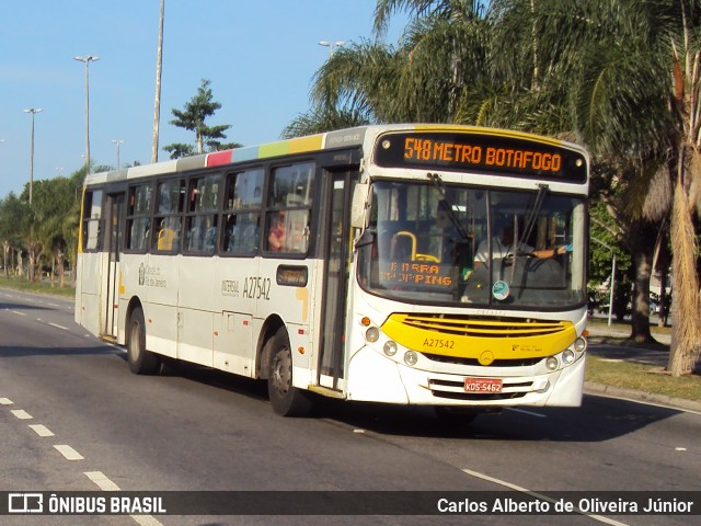 Transportes Vila Isabel A27542 na cidade de Rio de Janeiro, Rio de Janeiro, Brasil, por Carlos Alberto de Oliveira Júnior. ID da foto: 7001726.