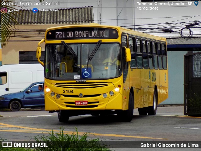 Viação Jundiaiense 2104 na cidade de Jundiaí, São Paulo, Brasil, por Gabriel Giacomin de Lima. ID da foto: 7005917.