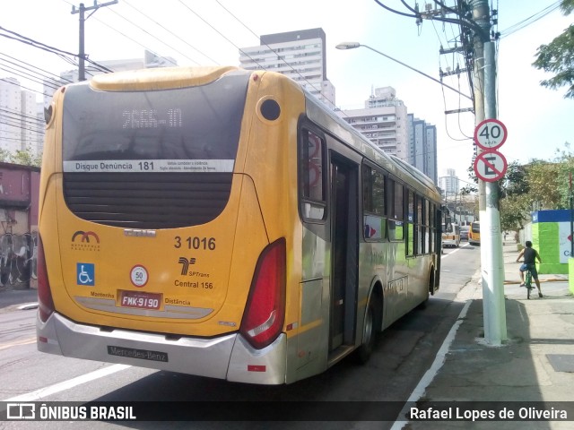 Viação Metrópole Paulista - Zona Leste 3 1016 na cidade de São Paulo, São Paulo, Brasil, por Rafael Lopes de Oliveira. ID da foto: 7008074.