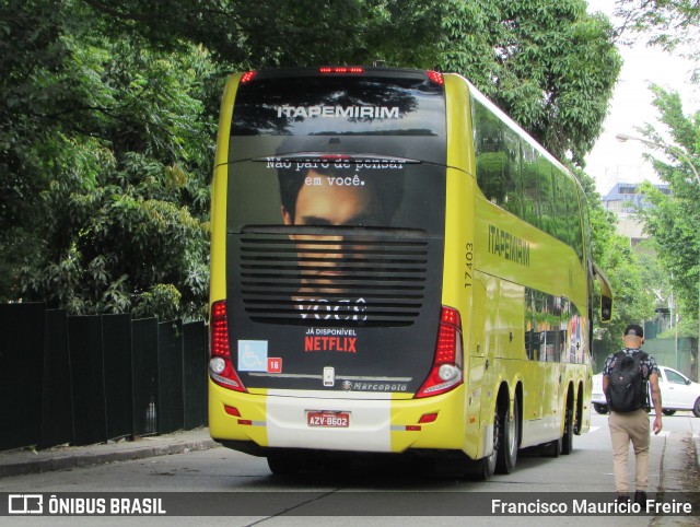 Viação Itapemirim 17403 na cidade de São Paulo, São Paulo, Brasil, por Francisco Mauricio Freire. ID da foto: 7008849.