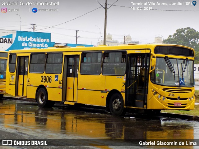 Auto Ônibus Três Irmãos 3906 na cidade de Jundiaí, São Paulo, Brasil, por Gabriel Giacomin de Lima. Número da foto: #7009289.