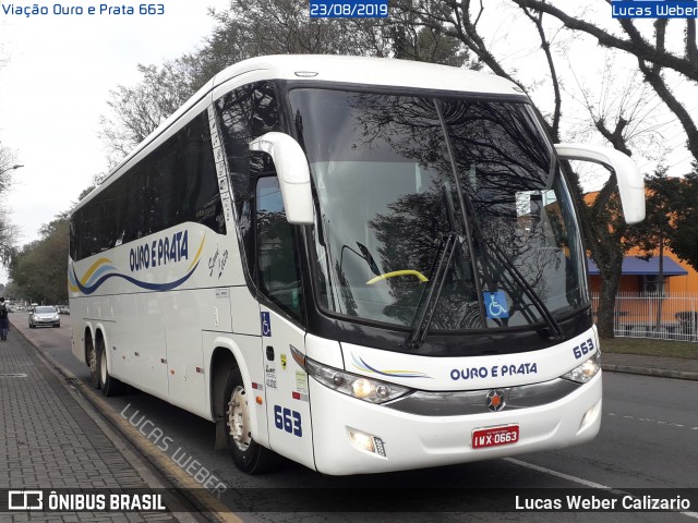 Viação Ouro e Prata 663 na cidade de Curitiba, Paraná, Brasil, por Lucas Weber Calizario. Número da foto: #7007446.
