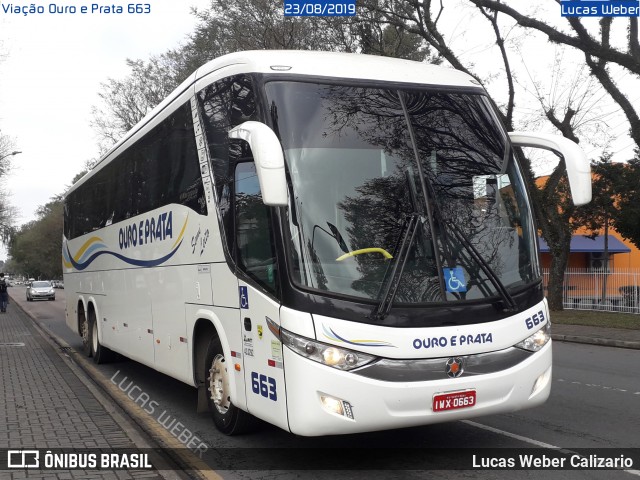 Viação Ouro e Prata 663 na cidade de Curitiba, Paraná, Brasil, por Lucas Weber Calizario. ID da foto: 7007446.