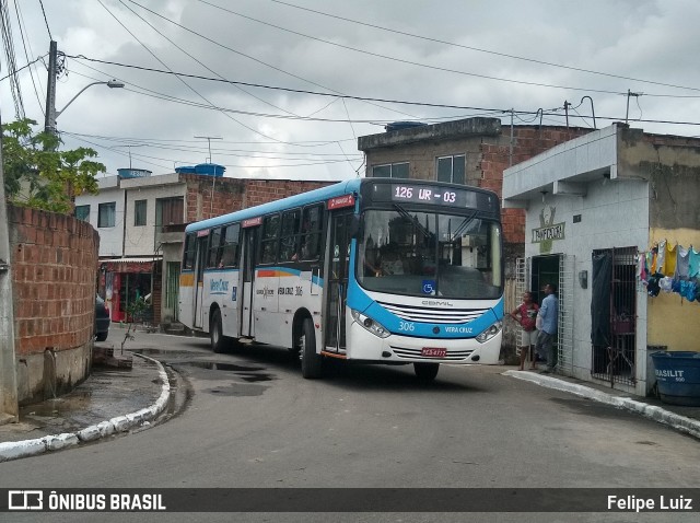 Expresso Vera Cruz 306 na cidade de Recife, Pernambuco, Brasil, por Felipe Luiz. Número da foto: #7016356.
