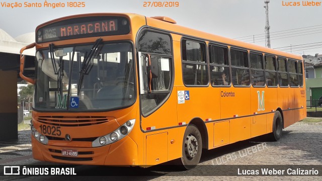 Viação Santo Ângelo 18025 na cidade de Curitiba, Paraná, Brasil, por Lucas Weber Calizario. ID da foto: 7020907.