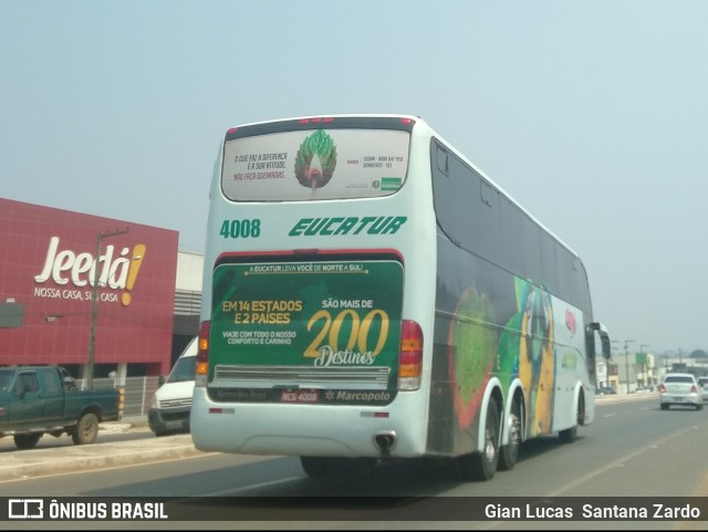 Eucatur - Empresa União Cascavel de Transportes e Turismo 4008 na cidade de Ji-Paraná, Rondônia, Brasil, por Gian Lucas  Santana Zardo. Número da foto: #7018273.