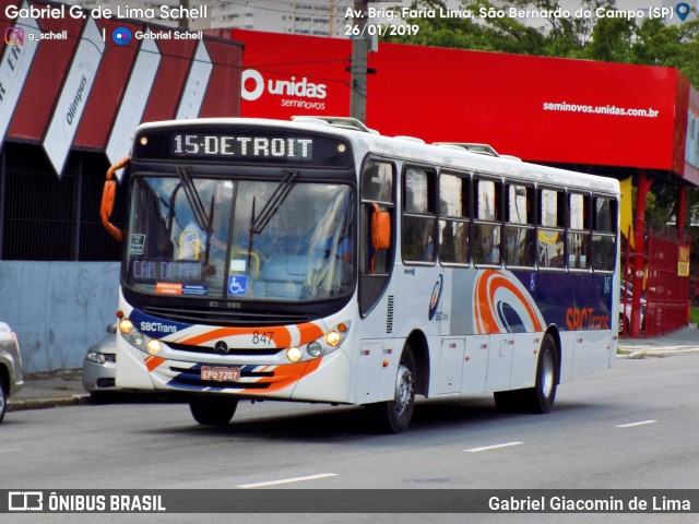 SBC Trans 847 na cidade de São Bernardo do Campo, São Paulo, Brasil, por Gabriel Giacomin de Lima. Número da foto: #6950023.