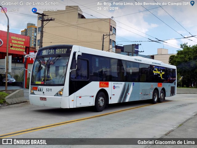 Metra - Sistema Metropolitano de Transporte 5311 na cidade de São Bernardo do Campo, São Paulo, Brasil, por Gabriel Giacomin de Lima. ID da foto: 6953000.