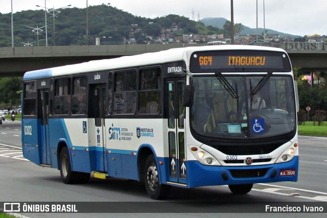 Transol Transportes Coletivos 0302 na cidade de Florianópolis, Santa Catarina, Brasil, por Francisco Ivano. ID da foto: 6955105.