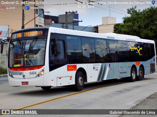 Metra - Sistema Metropolitano de Transporte 5424 na cidade de São Bernardo do Campo, São Paulo, Brasil, por Gabriel Giacomin de Lima. ID da foto: 6955582.