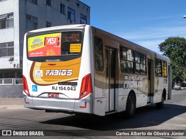 Transportes Fabio's RJ 154.043 na cidade de Rio de Janeiro, Rio de Janeiro, Brasil, por Carlos Alberto de Oliveira Júnior. ID da foto: 6958345.