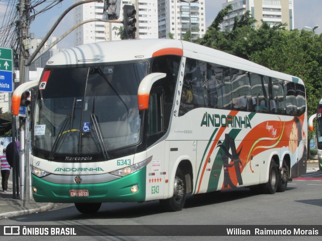 Empresa de Transportes Andorinha 6343 na cidade de São Paulo, São Paulo, Brasil, por Willian Raimundo Morais. ID da foto: 7053526.