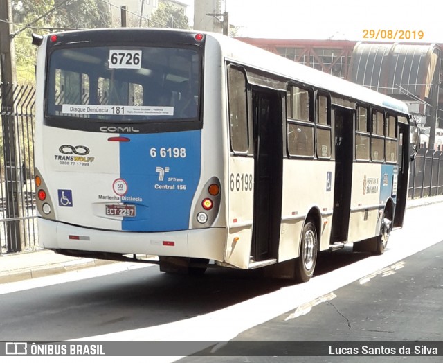 Transwolff Transportes e Turismo 6 6198 na cidade de São Paulo, São Paulo, Brasil, por Lucas Santos da Silva. ID da foto: 7067174.