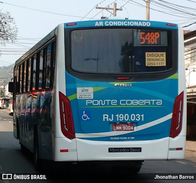 Viação Ponte Coberta RJ 190.031 na cidade de Rio de Janeiro, Rio de Janeiro, Brasil, por Jhonathan Barros. Número da foto: #7066920.