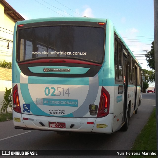Viação Fortaleza 02514 na cidade de Fortaleza, Ceará, Brasil, por Yuri Ferreira Marinho. Número da foto: #7068154.