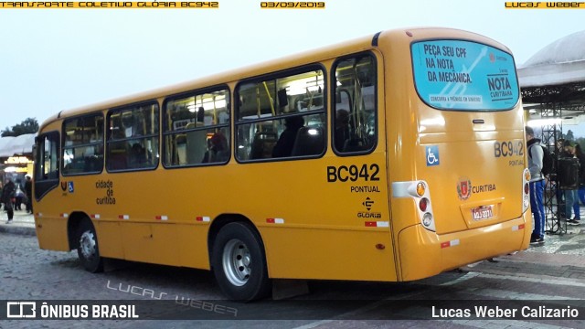 Transporte Coletivo Glória BC942 na cidade de Curitiba, Paraná, Brasil, por Lucas Weber Calizario. Número da foto: #7068851.