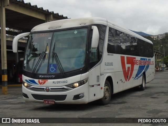 Viação Teresópolis RJ 203.002 na cidade de Teresópolis, Rio de Janeiro, Brasil, por PEDRO COUTO. ID da foto: 7073282.