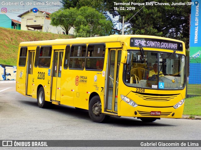 Viação Jundiaiense 2208 na cidade de Jundiaí, São Paulo, Brasil, por Gabriel Giacomin de Lima. ID da foto: 7025914.