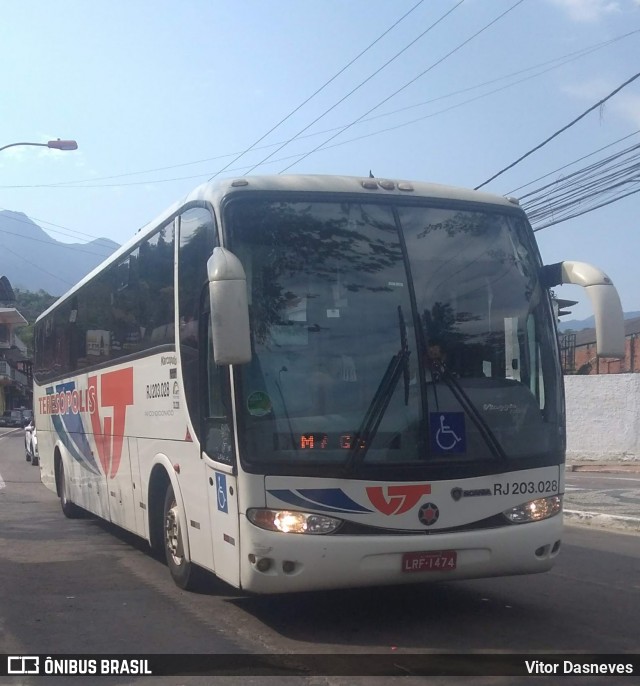 Viação Teresópolis RJ 203.028 na cidade de Duque de Caxias, Rio de Janeiro, Brasil, por Vitor Dasneves. ID da foto: 7024972.