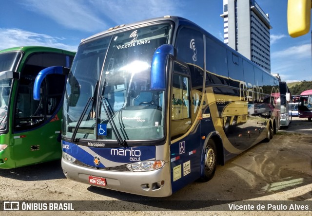 Manto Azul Turismo 2502 na cidade de Aparecida, São Paulo, Brasil, por Vicente de Paulo Alves. Número da foto: #7076065.