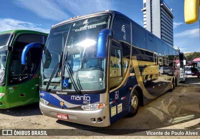 Manto Azul Turismo 2502 na cidade de Aparecida, São Paulo, Brasil, por Vicente de Paulo Alves. ID da foto: 7076065.