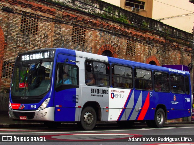 BR Mobilidade Baixada Santista 7914 na cidade de Santos, São Paulo, Brasil, por Adam Xavier Rodrigues Lima. ID da foto: 7088375.