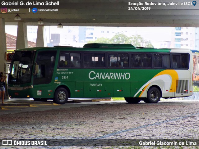 Viação Canarinho 2814 na cidade de Joinville, Santa Catarina, Brasil, por Gabriel Giacomin de Lima. ID da foto: 7088305.