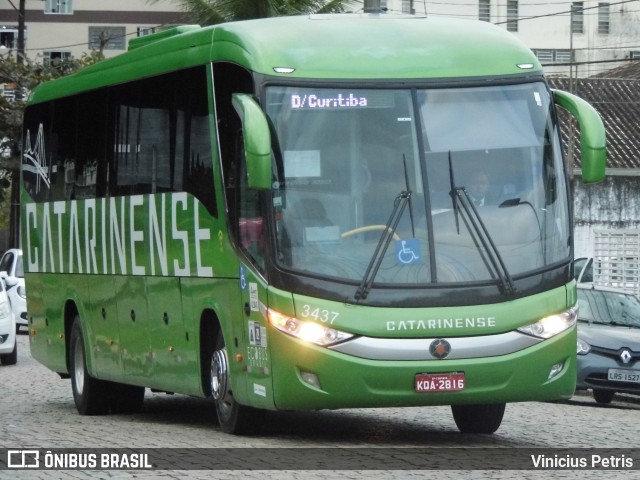 Auto Viação Catarinense 3437 na cidade de Joinville, Santa Catarina, Brasil, por Vinicius Petris. ID da foto: 7087058.