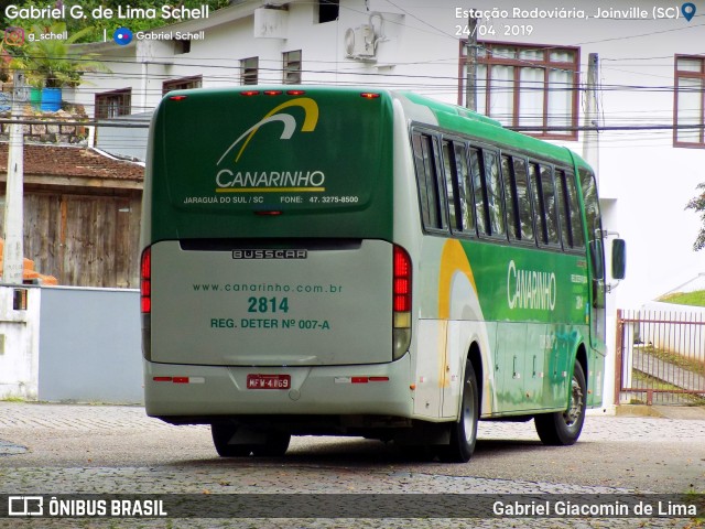 Viação Canarinho 2814 na cidade de Joinville, Santa Catarina, Brasil, por Gabriel Giacomin de Lima. ID da foto: 7090472.