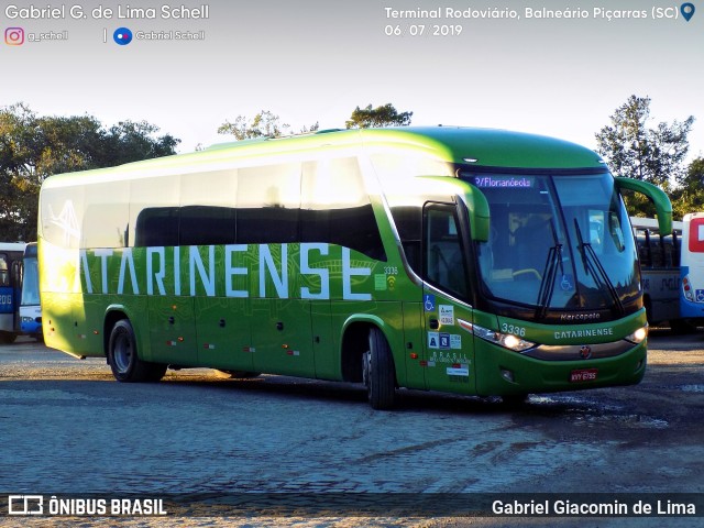 Auto Viação Catarinense 3336 na cidade de Balneário Piçarras, Santa Catarina, Brasil, por Gabriel Giacomin de Lima. ID da foto: 7092840.