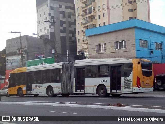 Viação Metrópole Paulista - Zona Leste 3 3463 na cidade de São Paulo, São Paulo, Brasil, por Rafael Lopes de Oliveira. ID da foto: 7097352.