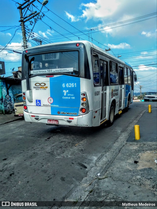 Transwolff Transportes e Turismo 6 6261 na cidade de São Paulo, São Paulo, Brasil, por Matheus Medeiros. Número da foto: #7101851.