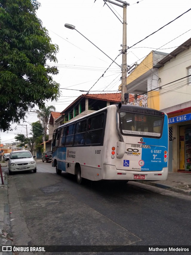 Transwolff Transportes e Turismo 6 6587 na cidade de São Paulo, São Paulo, Brasil, por Matheus Medeiros. Número da foto: #7101836.