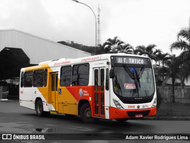 Viação Piracicabana Praia Grande 3908 na cidade de Praia Grande, São Paulo, Brasil, por Adam Xavier Rodrigues Lima. Número da foto: #7100585.