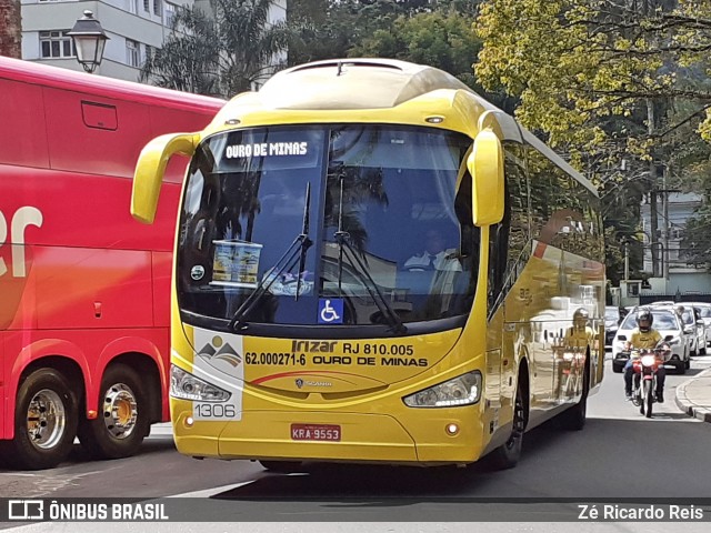 Ouro de Minas Transportes e Turismo 1306 na cidade de Petrópolis, Rio de Janeiro, Brasil, por Zé Ricardo Reis. ID da foto: 7028335.