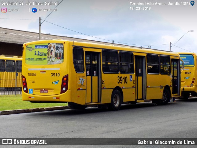 Auto Ônibus Três Irmãos 3910 na cidade de Jundiaí, São Paulo, Brasil, por Gabriel Giacomin de Lima. Número da foto: #7028816.