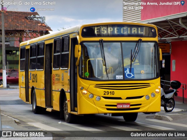 Viação Jundiaiense 2910 na cidade de Jundiaí, São Paulo, Brasil, por Gabriel Giacomin de Lima. Número da foto: #7028823.