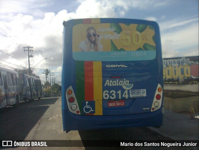 Viação Atalaia Transportes 6314 na cidade de Aracaju, Sergipe, Brasil, por Mario dos Santos Nogueira Junior. ID da foto: 7105138.