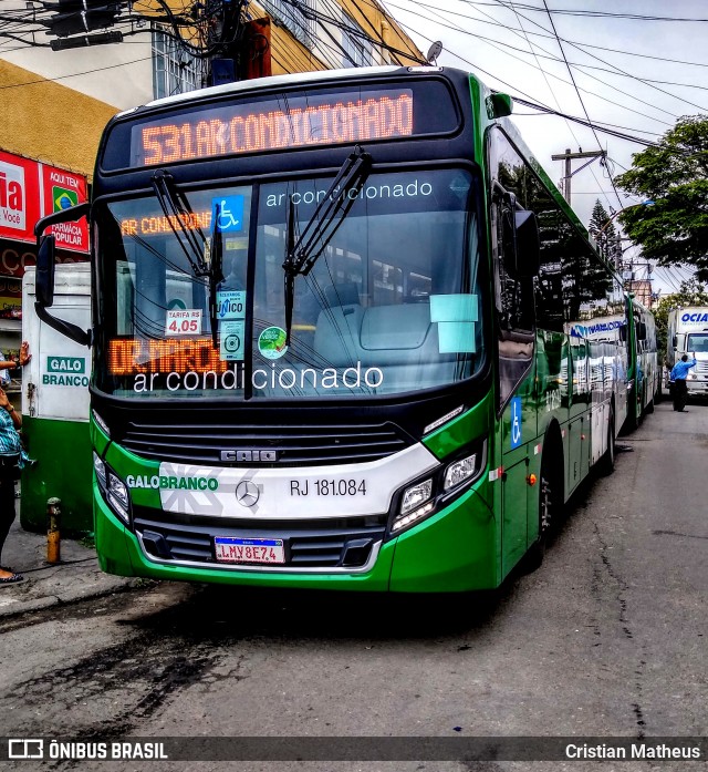Viação Galo Branco RJ 181.084 na cidade de São Gonçalo, Rio de Janeiro, Brasil, por Cristian Matheus. Número da foto: #7033080.