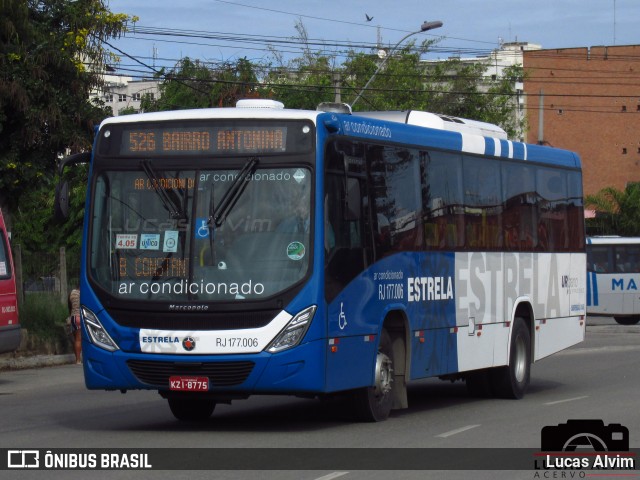 Viação Estrela RJ 177.006 na cidade de Niterói, Rio de Janeiro, Brasil, por Lucas Alvim. Número da foto: #7034293.
