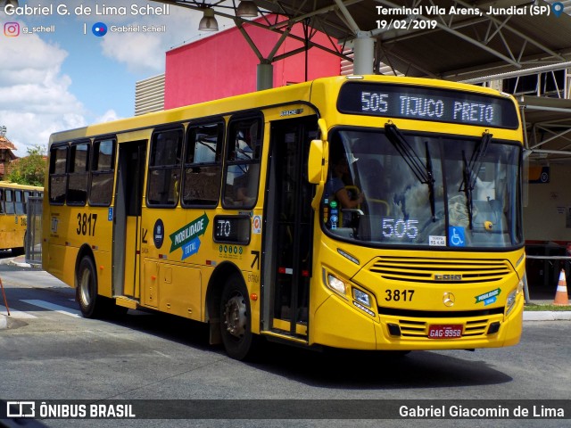 Auto Ônibus Três Irmãos 3817 na cidade de Jundiaí, São Paulo, Brasil, por Gabriel Giacomin de Lima. Número da foto: #7034403.